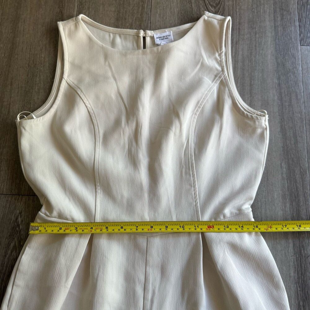 Song of Style Jumpsuit Cream Wide Leg Sleeveless Pleated Size Large Quiet Luxury - Picture 9 of 14